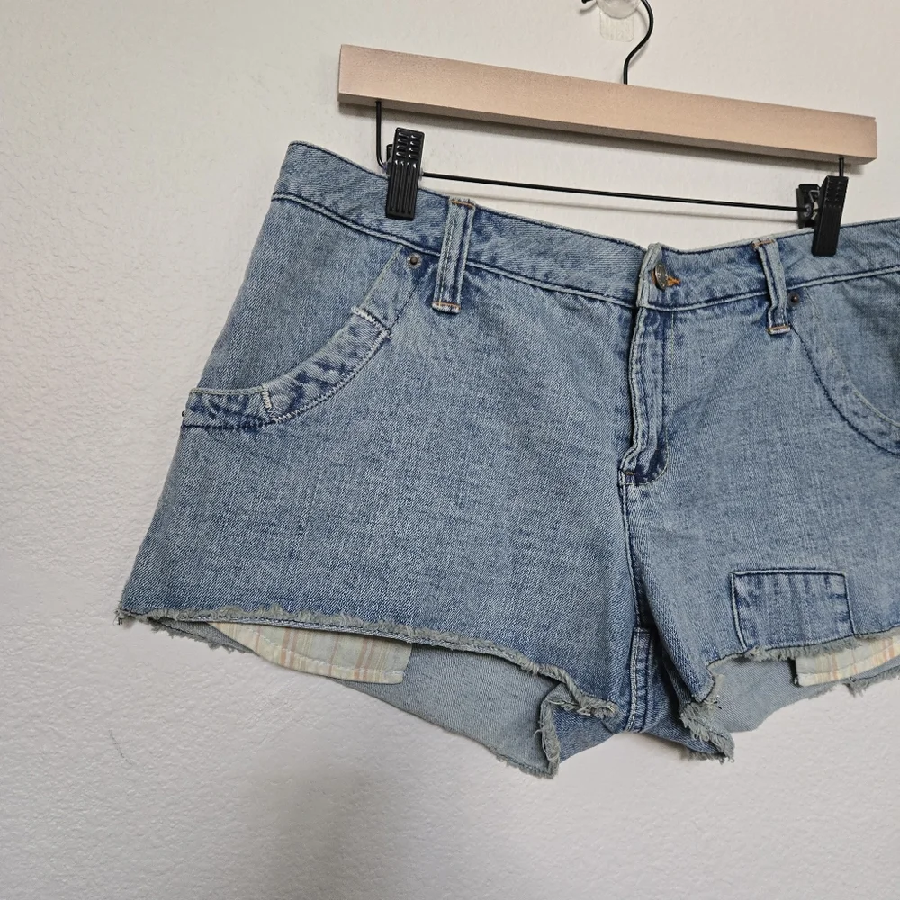 Y2K No Boundaries Denim Blue Low Rise Micro Short Shorts Size 15 Juniors